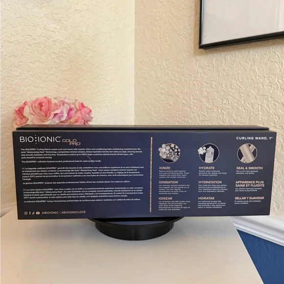 Bio Ionic Gold Pro 1" Curling Wand - Rose Gold Barrel Curling Iron Hair Health - Picture 12 of 15